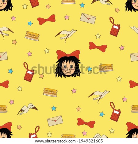 Kiki's Delivery Service yellow background. colorful, design, decoration