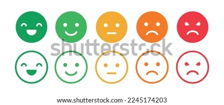 Five facial expression of feedback icon. Rating satisfaction vector illustration. Vector icons.