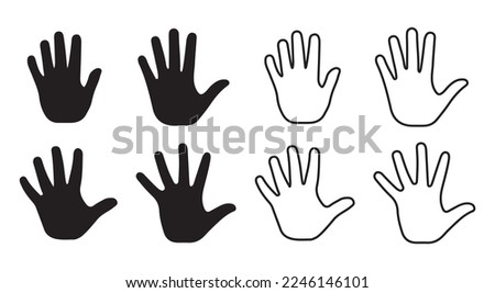 Human palm hand vector silhouette on white background. Vector icon 10 eps.