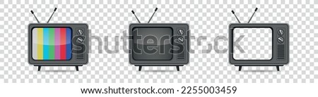 Vector 3d Realistic Brown Wooden Retro TV Receiver Isolated Icon Set Closeup Isolated on White Background. Home Interior Design Concept. Vintage TV Set, Television, Front View. Set vector 10 eps.