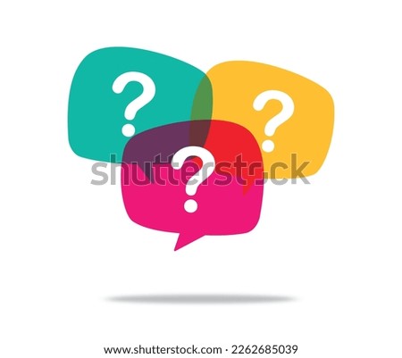 Three linear chat speech message bubbles with question marks. Forum icon. Communication concept. Stock vector illustration isolated on white background. 10 eps.