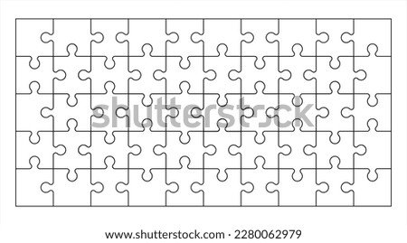 Puzzles grid - blank template. Jigsaw puzzle with 50 pieces. Mosaic background for thinking game is 10x5 size. Game with details. Vector 10 eps.