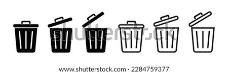 Trash bin. Vector isolated icons. Black vector trash dusbin sign icon isolated elements. Vector icons 10 eps.
