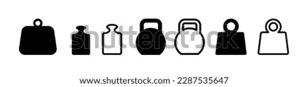 Weight icon set. Kg bell logo. Kettlebell, heavy sign. Iron dumbbell sumbol in vector icons.