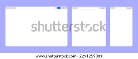 Web browser window white template. Sample frame design Internet page mockup. Blank screen web browser in flat design. Vector illustration 10 eps.