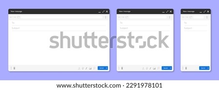 Set of email interface. Template of browser window illustration 10 eps.