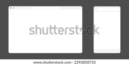 Web browser in multiple responsive devices sizes, vector.