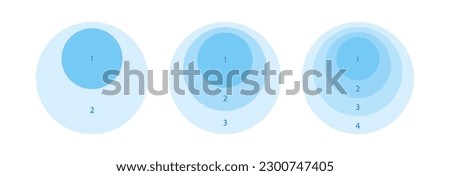Diagram template set icon. 3 stacked concentric circles diagram template. Clipart image isolated on white background.