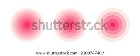 Red concentric rings. Epicenter theme. Simple flat vector illustration set.