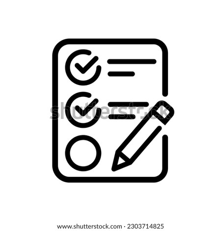 Note and pen, contract document. Simple thin line icon vector illustration 10 EPS.
