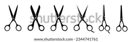 Scissors set. Flat icon style. Collection scissors black on white background. - vector 10 eps.