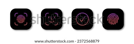 Face id icon with check mark box icon with correct or accept. Facial recognition and identification face scan line icon set, flat web sign symbol logo button. Vector 10 eps.