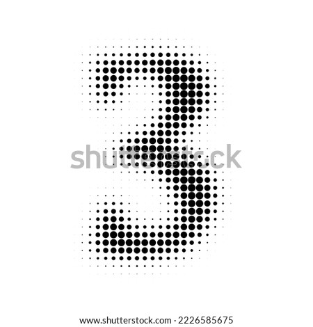 Number 3 Halftone. Pop art style. Halftone dotted backdrop. Design for web banners, wallpaper,sites vector illustration. Abstract Halftone Dotted Number.