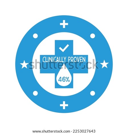 46% percentage  clinically proven vector icon. Clinically tested, approved, vector badge. Clinically proven guaranteed result icon. Sticker, label or stamp vector.