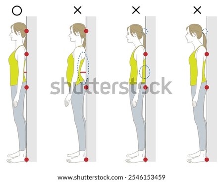 Illustration comparing normal posture and hunched posture