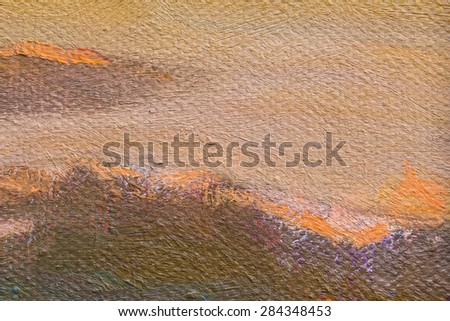 original oil painting brush strokes texture background, sun set colors