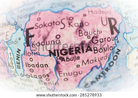 Global Studies - Part of an old world globe Focus on  Nigeria