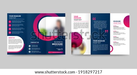 Trifold brochure design. A4 abstract business brochure template. Creative circle design marketing flyer template with image.