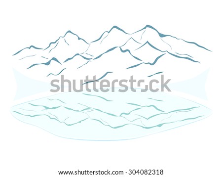 alpine mountain lake reflection landscape vector illustration