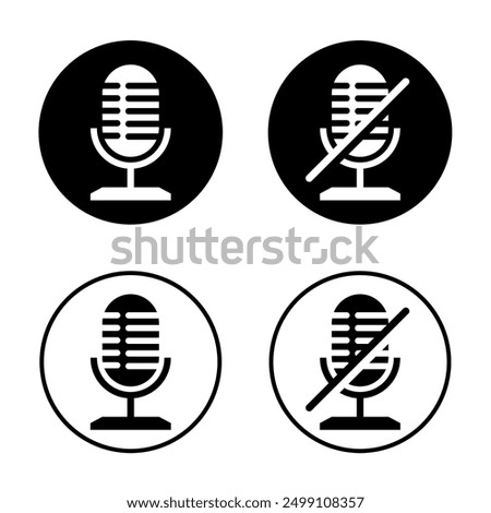 Microphone communication mic icon illustration, Mute sound symbol. Speech design audio, music, radio, voice, buttons, record, speak, media. For podcast studio, web, app, mobile, karaoke, computer 