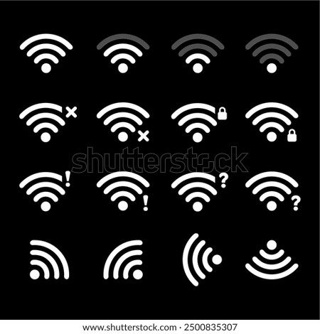 Wifi icon set. Signal vector icon. Wireless icon or sign for remote internet access, web, website, application, computer graphics, cell phone, smartphone, laptop