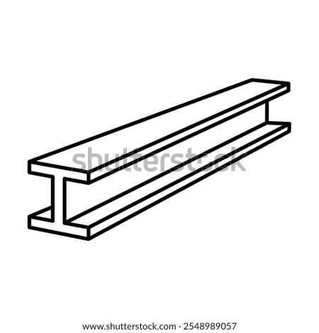 Steel beam H-beam or I-beam line icon. 3d steel rod bar straight. Single image stroke solid fill outline contour line thin flat style. Vector illustration