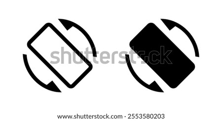 Mobile phone rotation icon display. Device rotation symbol. Rotate smartphone line and outline icon. Turn your device. Vector illustration