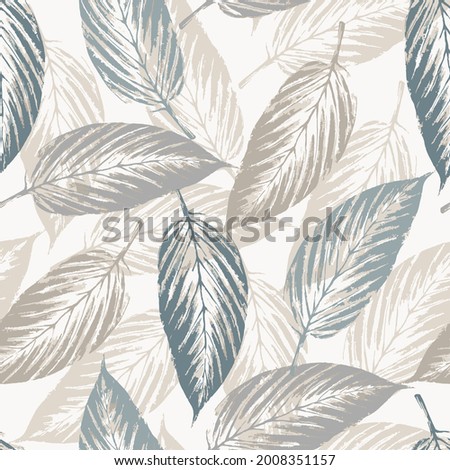 Abstract seamless pattern with leaves. Vector background for various surface. Trendy farmhouse vintage leaves textures on white background.can be used for textile.Seamless stylish leaves pattern