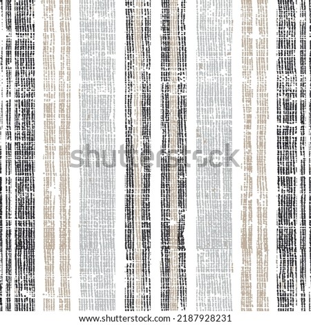 Seamless burn colors grunge style shabby stripe winter pattern.Seamless print pattern design natural earth tone canvas linen texture simple thin and thick vertical lines