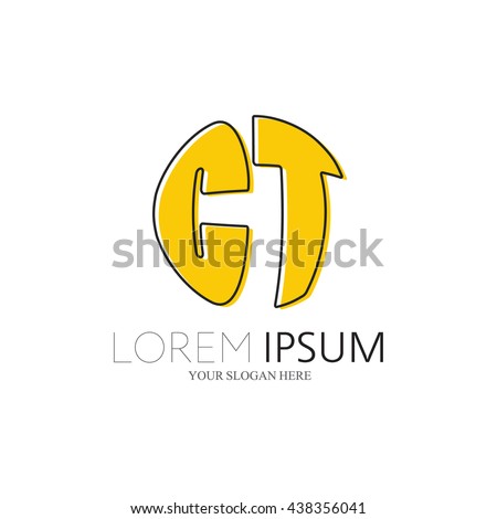 CT Logo. Vector Graphic Sphere Branding Letter Element. White Background