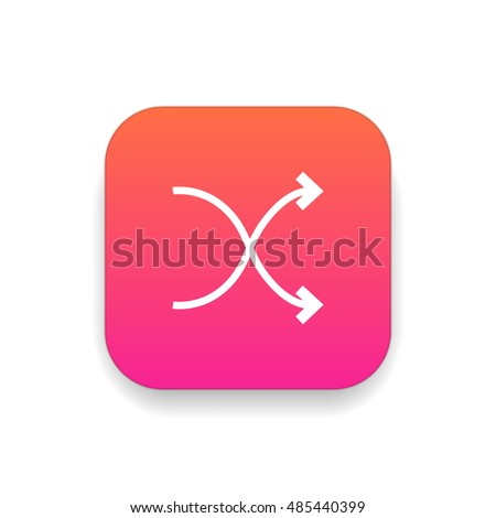 Shuffle icon vector, clip art. Also useful as logo, square app icon, web UI element, symbol, graphic image, silhouette and illustration.
