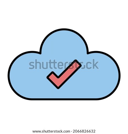 Vector Cloud Check Filled Outline Icon Design
