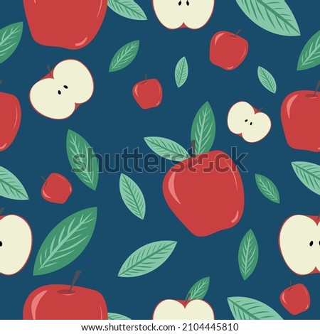 Vector seamless pattern with apples. Apple varieties, cripps pink, empire, fuji, gala, golden, granny smith, Mcintosh. Fruits in your garden. Handmade picture
