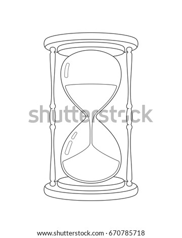 Vector realistic outline hourglass sketch on a white background