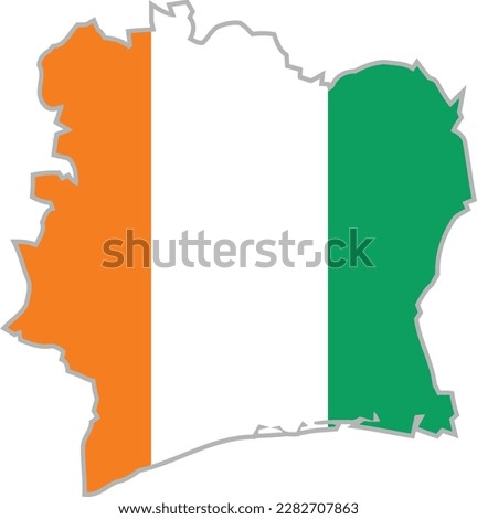 Cote Divoire Flag with map - Cote DIvoire National flag vector ULHD isolated on white background 