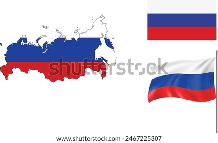 Russia Map with Waving Flag Vector Illustration