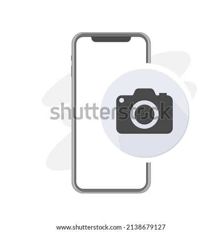 smartphone photo album icon, photography camera grey icon, mobile phone photo book, take a pic, selfie vector illustration