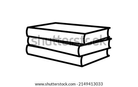 stack of books, education, pile of 3 books, knowledge symbol, thick black outline, isolated vector element, white background