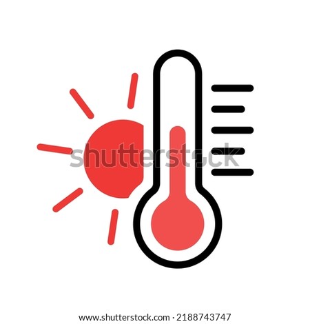 thermometer icon heat, temperature scale symbol, warm weather sign, simple isolated vector image