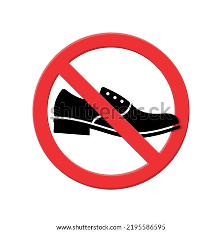 take off your shoes sign, shoe silhouette with a red crossed out circle, no-shoes policy, Schild Schuhe verboten