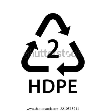 plastic recycling symbol HDPE 2, plastic recycling code HDPE 2, high-density polyethylene, black fill vector icon