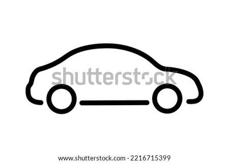 car black line vector icon, side view simple minimalistic style vehicle symbol