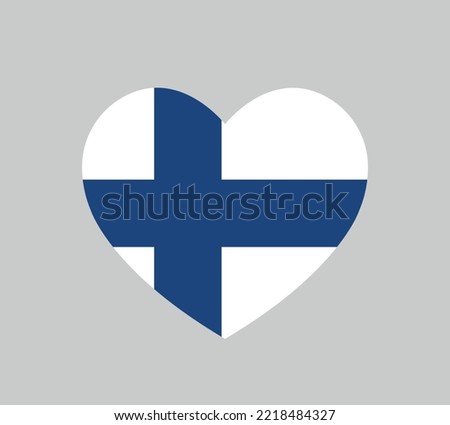 Independence Day of Finland, siniristilippu, love Finland symbol, heart shape icon with blue nordic cross, vector illustration