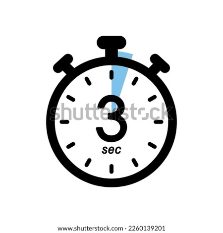 three seconds stopwatch icon, timer symbol, 3 sec waiting time vector illustration