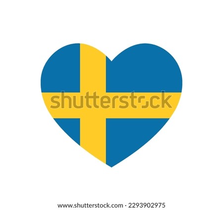 National Day of Sweden, love Sweden symbol, heart vector icon, Swedish Flag Day, Sveriges nationaldag, svenska flaggans dag