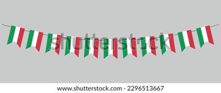 National Day of Italy, colorful bunting decoration in colors of italian flag, garland, pennants for Italian republic day party, Festa della Repubblica vector design element