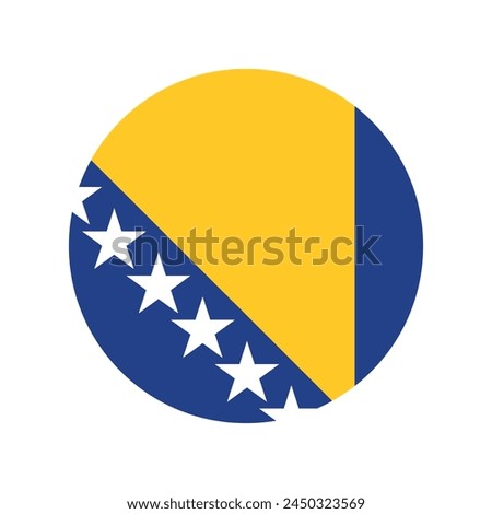 Bosnia and Herzegovina round with bosnian national flag colors, circle vector icon