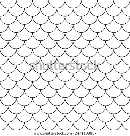 fish scale pattern, mermaid, dragon, snake scales, fish skin texture, black line vector illustration