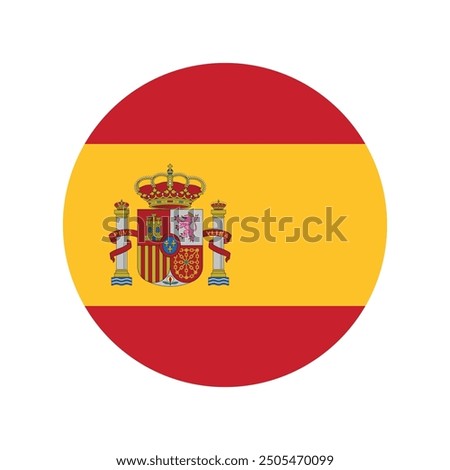 Spain round icon, spanish country flag icon, circle vector button