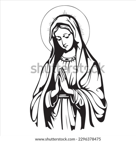 Our Lady virgin Mary. Vector illustration silhouette svg, laser cutting cnc.